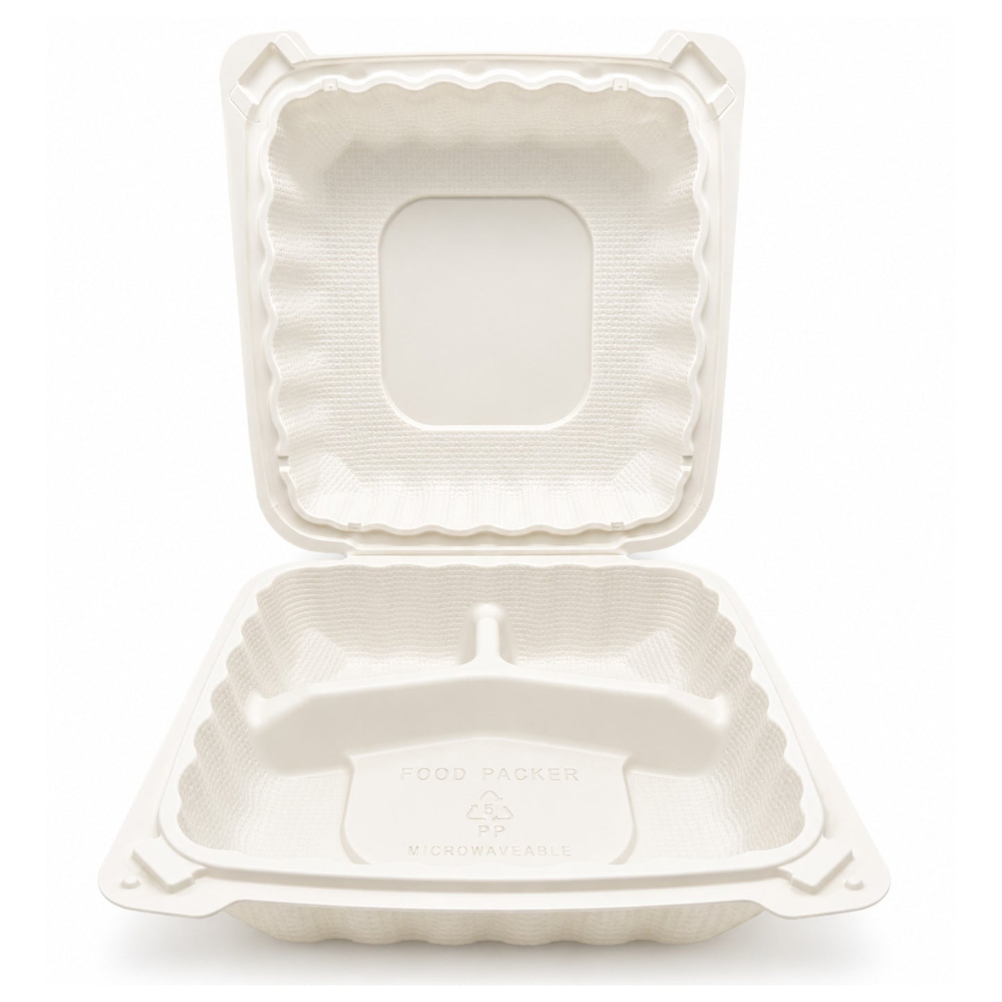 Food Packer 8" Three Compartment Disposable Food Container 1.5" Dip - CS120 - TC-83 - OUTLET