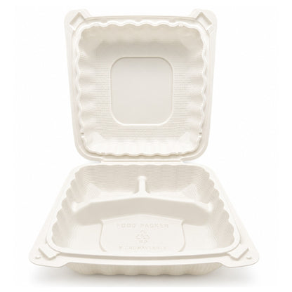 Food Packer 8" Three Compartment Disposable Food Container 1.5" Dip - CS120 - TC-83 - OUTLET