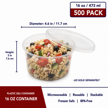 Plastic Deli Container 16 oz. - DC-16T - CS500