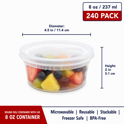 Plastic Deli Container with Lid 8 oz - CS240 - FP8L