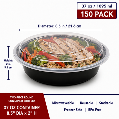 Two-Piece Round Container w/Lid 37 oz - CS150 - RND-37