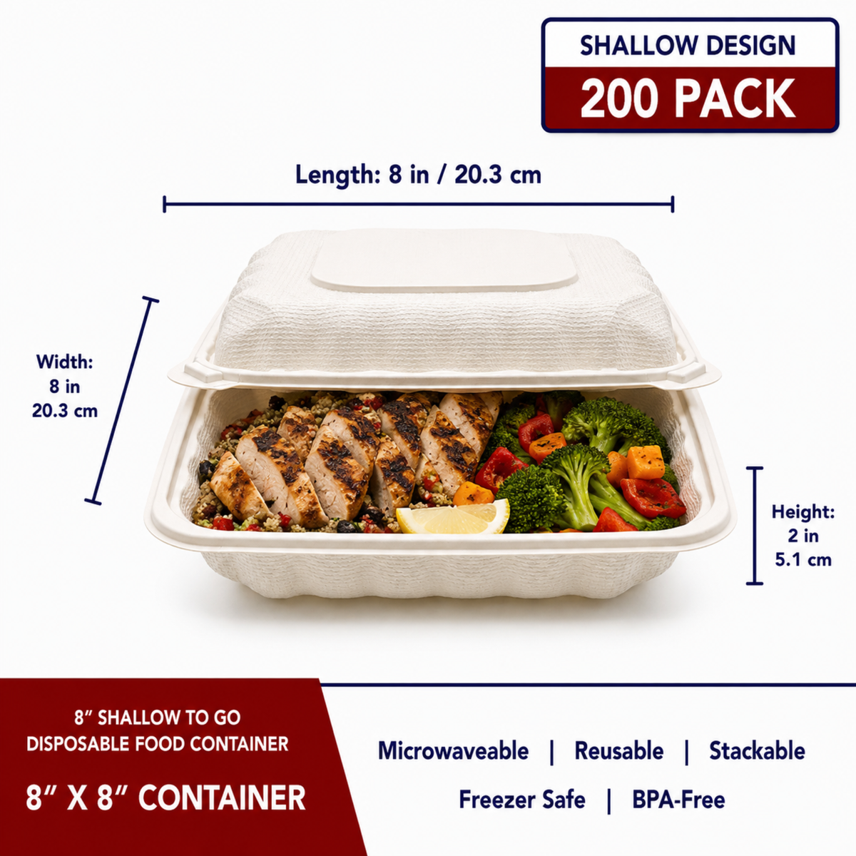 8" Shallow To Go Container - CS120 - TC-8S