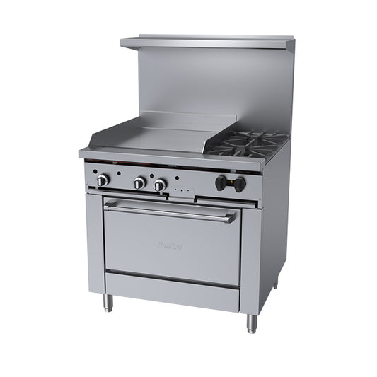 Garland SunFire Gas Range 2-Burner 24" Griddle Standard Oven 36" - X36-2G24R