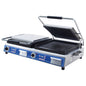 Globe Double Panini Grill Cast Iron Grooved Plates NSF 14" - 208/240V - GPGDUE14D