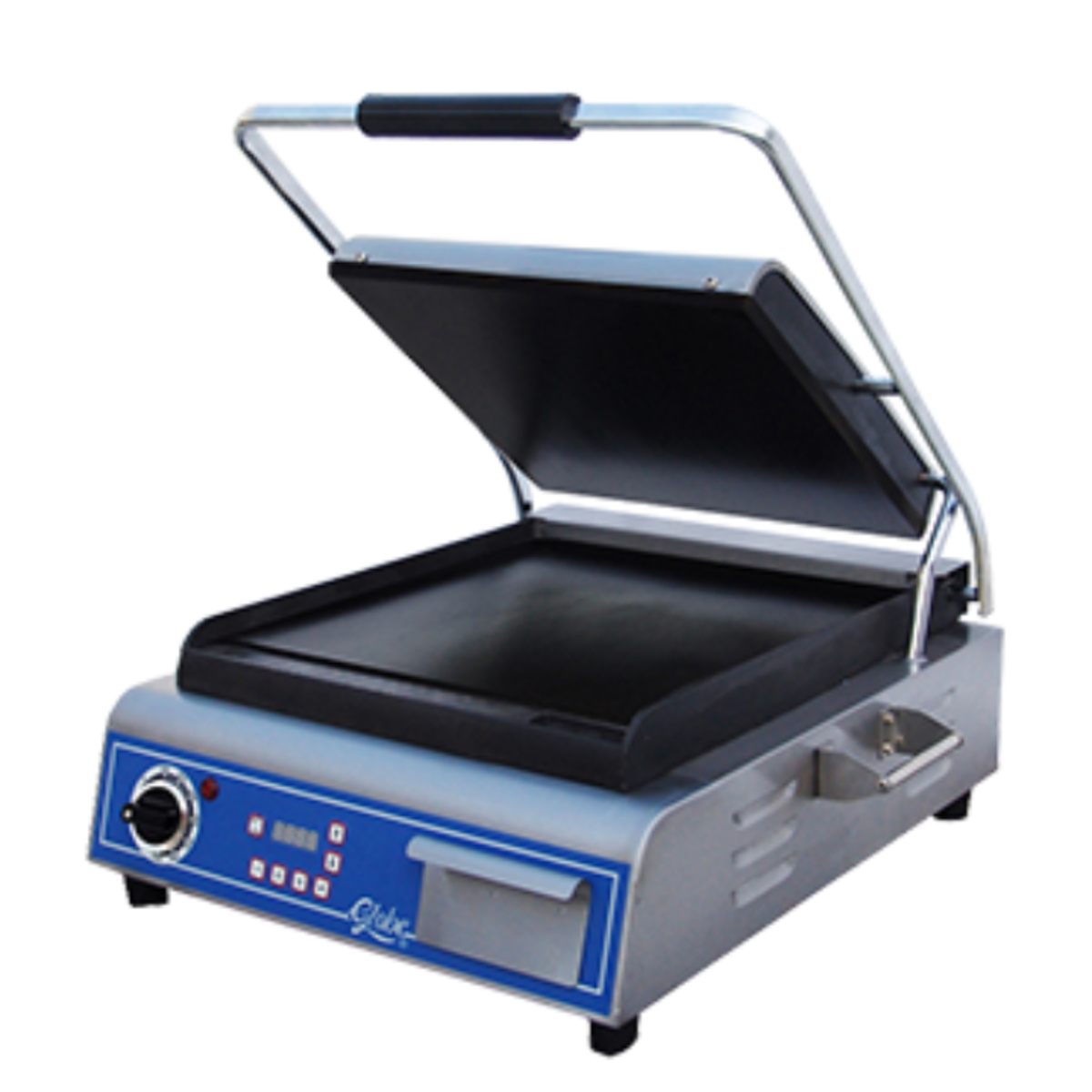 Globe Deluxe Smooth Plate Electric Panini Grill NSF 14x14" - GSG14D