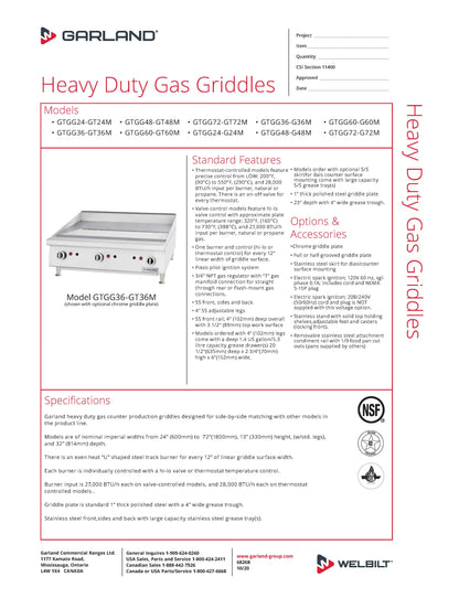 Garland Griddle, 24", LP Gas - GTGG24-GT24M-OTG