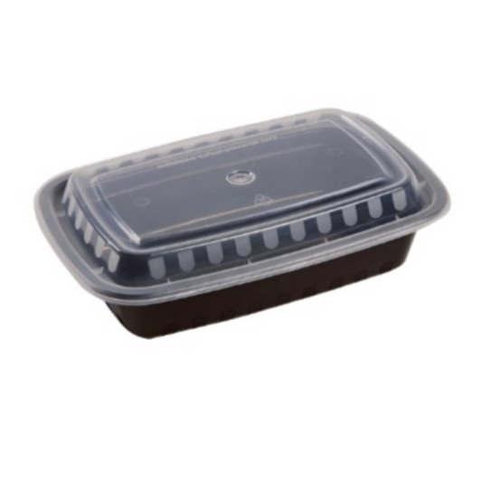 Maple Trade Food Container, 24oz Disp W/Lids 120pk Black/Clear - CS