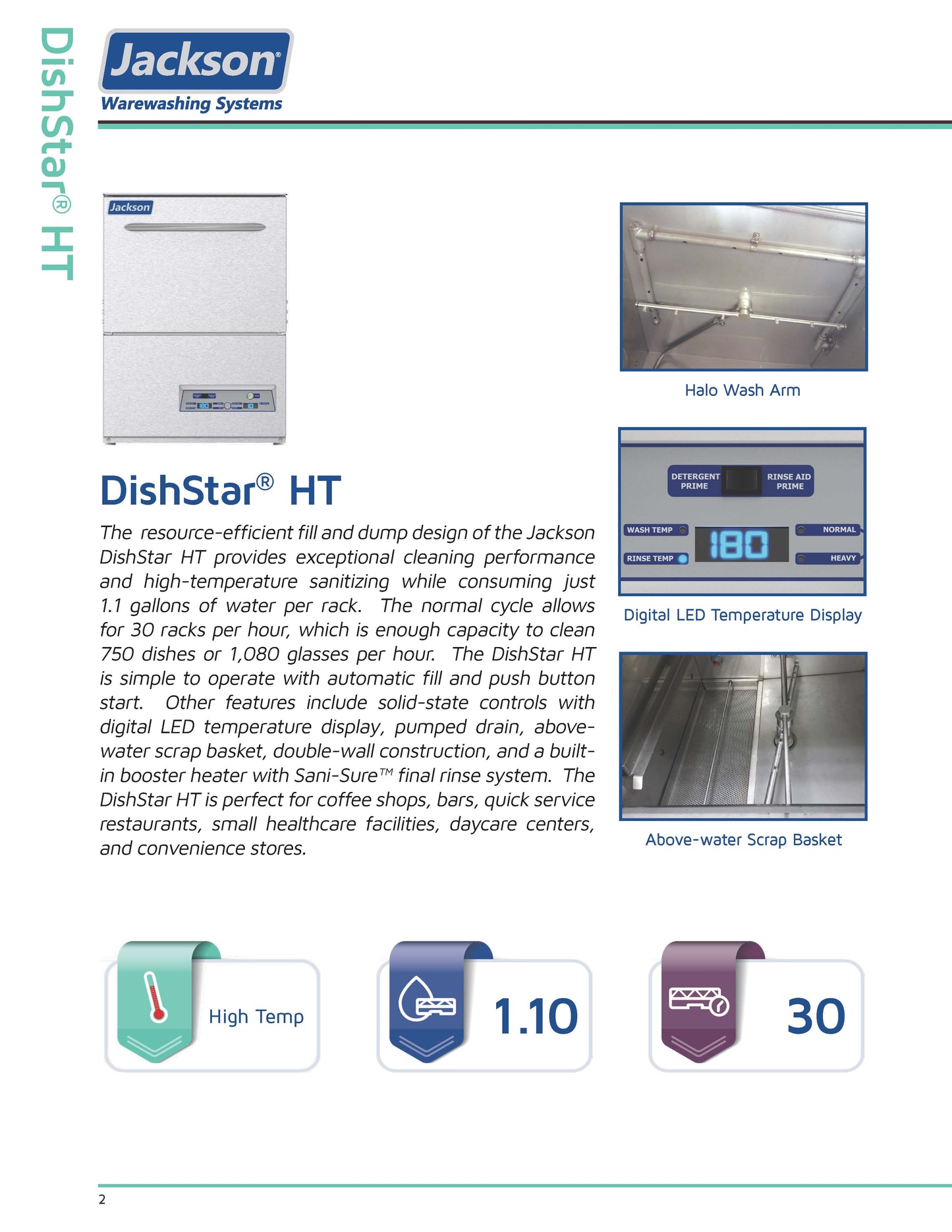 Jackson Dishwasher, Undercounter High Temp. - DISHSTAR-HT