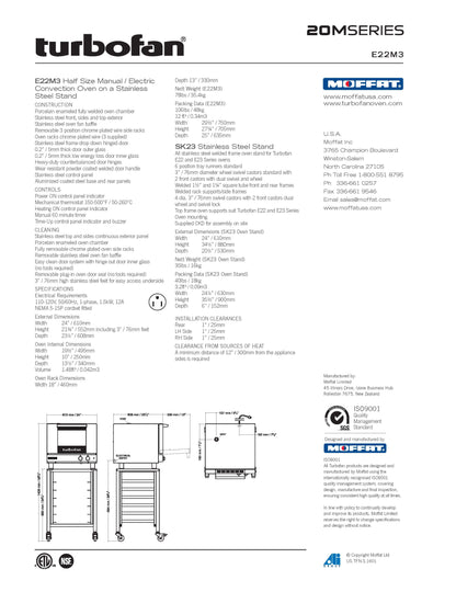 Moffat - Oven, Turbofan Convection Electric, 1/2 Size - 110V - E22M3