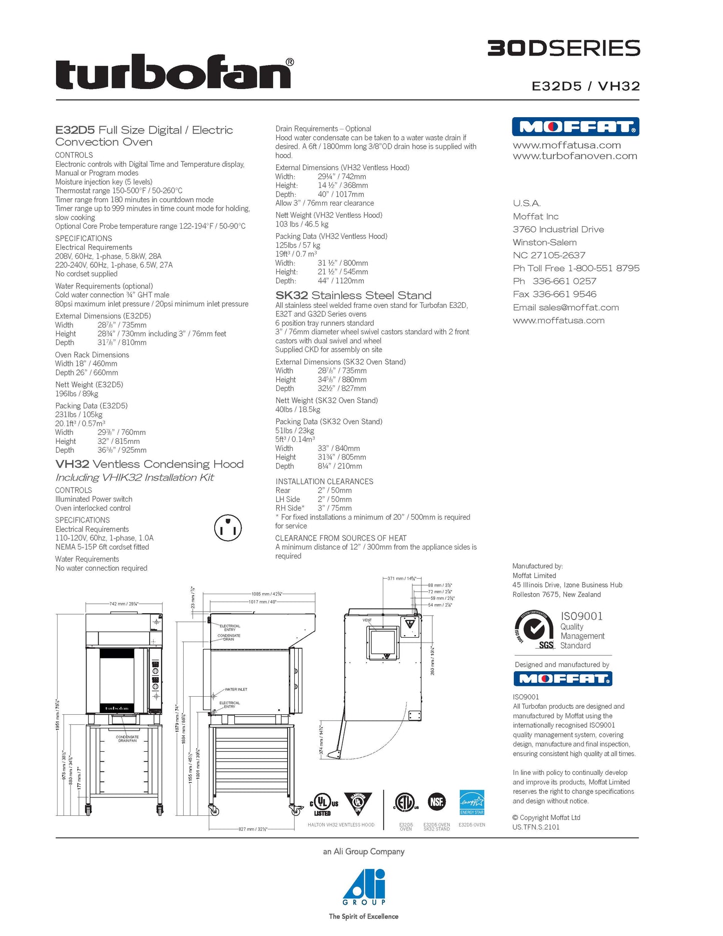 Moffat - Oven, Turbofan Convection Full Size Electric - 208V-240V - E32D5