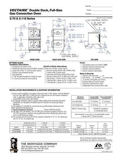 Montague Oven, Conv. 2 Full Size Bakery Depth - Gas - 2-115A