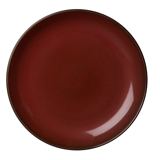 1880 Hospitality Plate, 12-1/4" Round Coupe Crimson Rustic - DZ