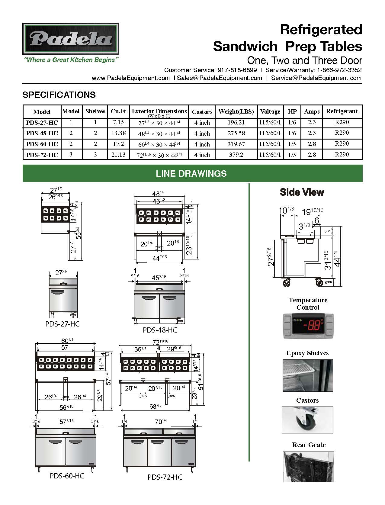 Padela, 48" Sandwich Prep, 12 Pans - PDS-48-HC