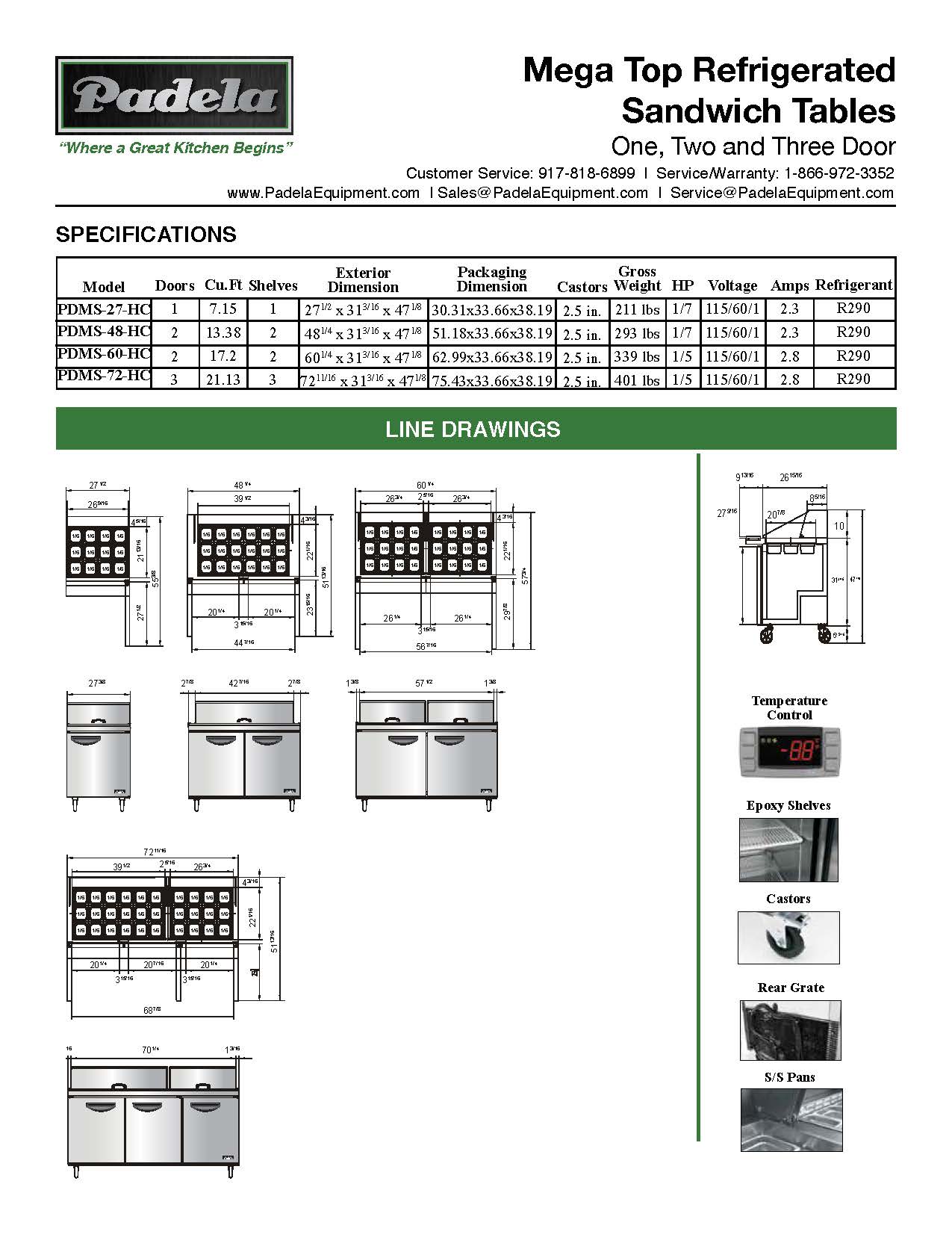 Padela, 48" Mega Top 24 Pan Prep Table - PDMS-48-HC