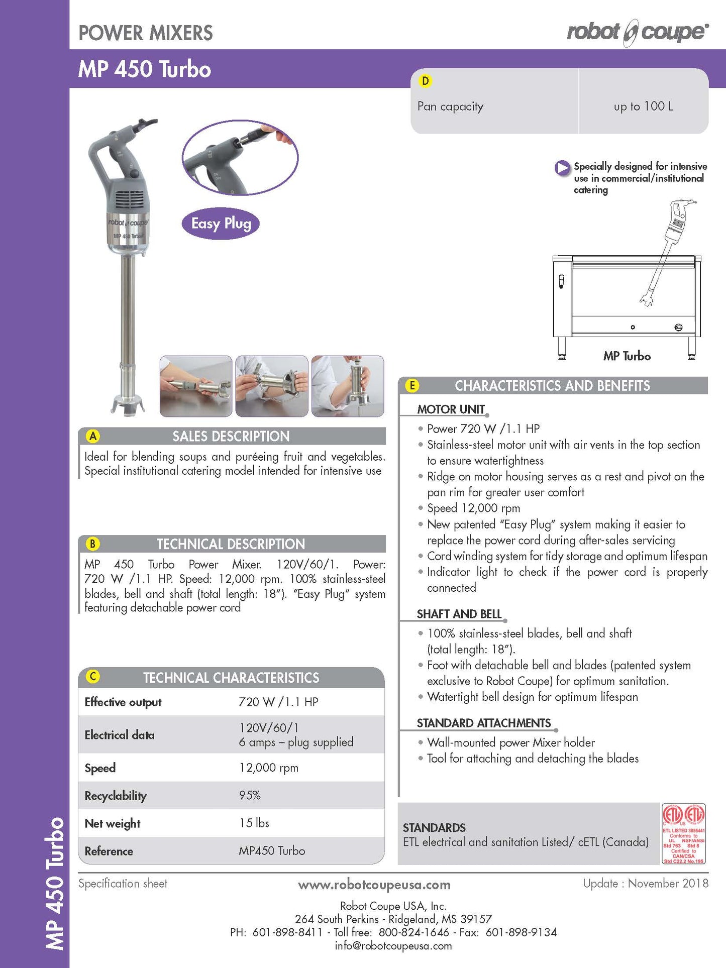 Robot Coupe - Stick Mixer/Immersion Blender, 18" - MP450-TURBO