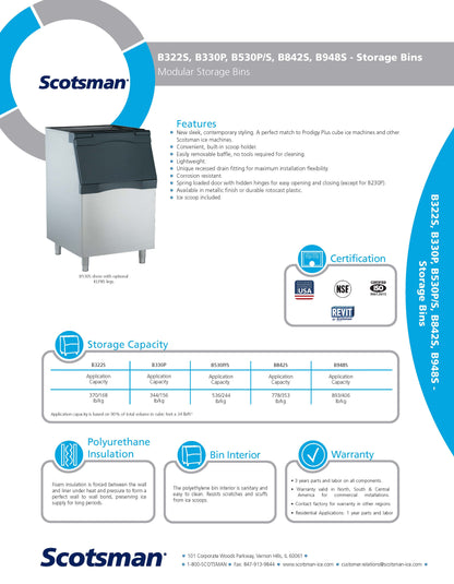 Scotsman Ice Storage Bin, 22" 370 lb Capacity - B322S