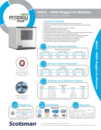 Scotsman Ice Maker, Nugget, 643lbs - NS0622A-1