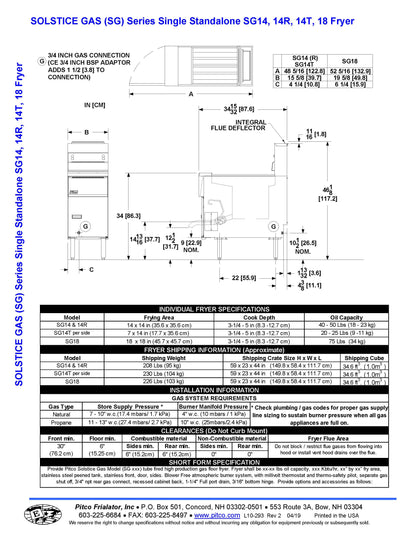 Pitco Fryer 50lb Natural Gas - SG14-S