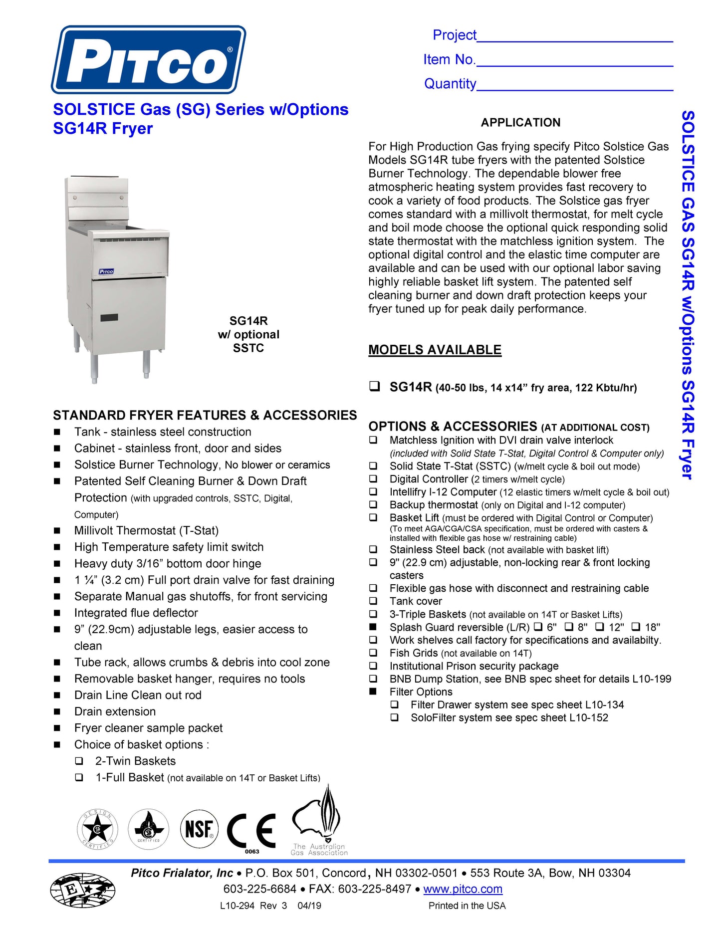 Pitco 50lb Gas Fryer Natural Gas - SG14RS