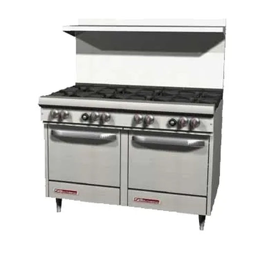 Southbend S-Series Gas Range 8 Non-Clog Burners 2 Space Saver Ovens NSF - S48EE