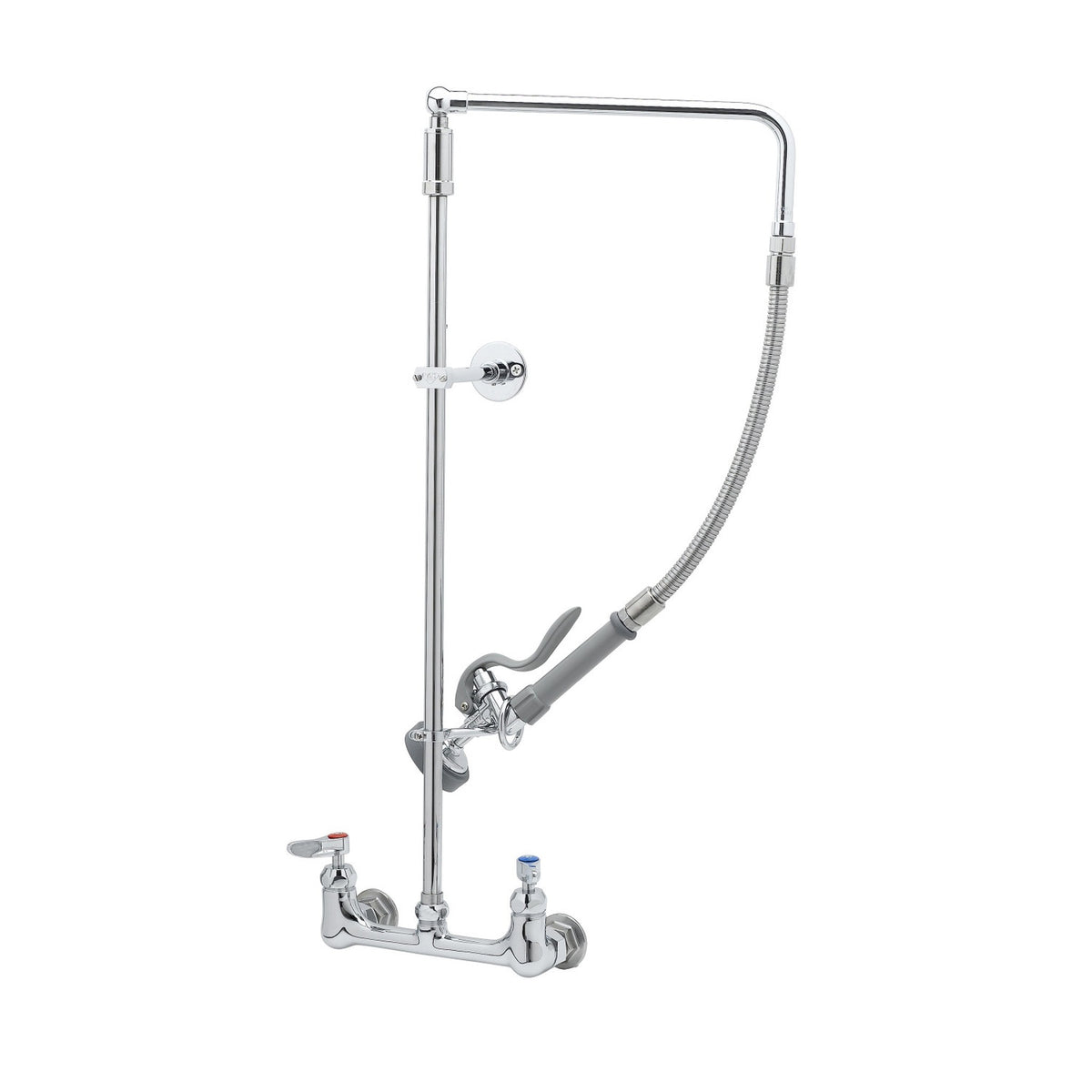 T&S Brass Pre-Rinse Unit Chrome Brass Wall Mount NSF 8" Centers - B-0131-CR-B