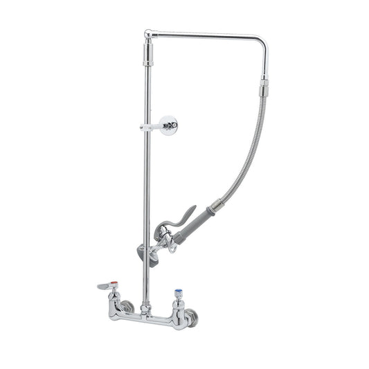 T&S Brass Pre-Rinse Unit Chrome Brass Wall Mount NSF 8" Centers - B-0131-CR-B