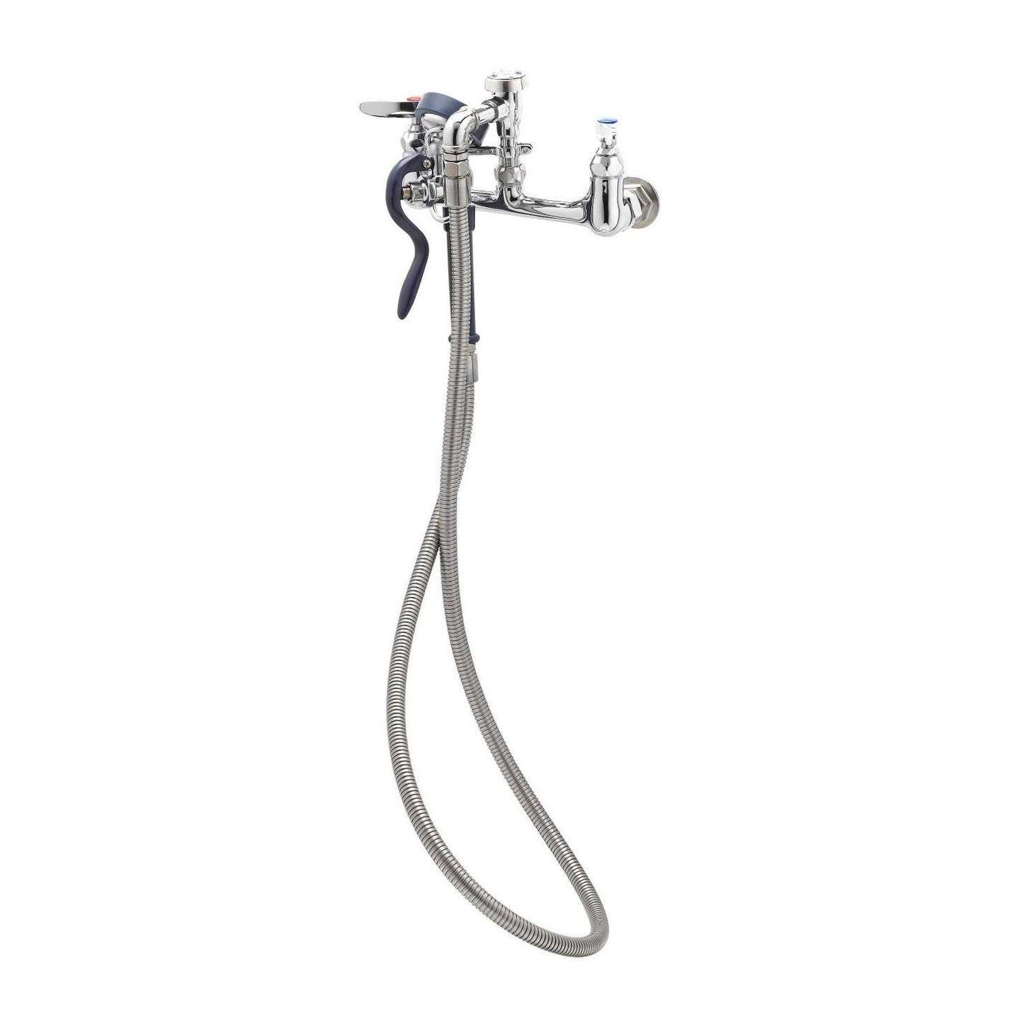 T&S Brass Pre-Rinse Spray Assembly Chrome Brass 8" Wall Mount NSF - B-0167