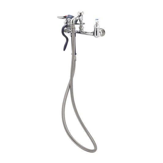 T&S Brass Pre-Rinse Spray Assembly Chrome Brass 8" Wall Mount NSF - B-0167