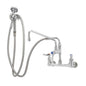 T&S Brass Pre-Rinse Spray Assembly Chrome Brass Wall Mount 8" Centers - B-0175