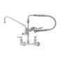T&S Brass Wall Mount Pre-Rinse Faucet NSF Chrome Brass 8" Centers - B-0184