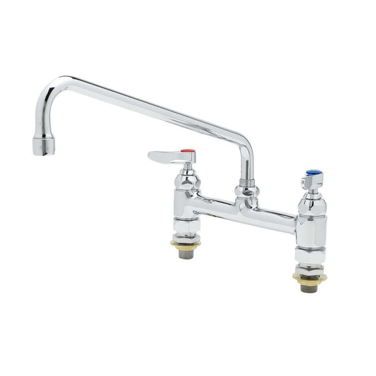 T&S Brass Double Pantry Faucet Chrome Brass Deck Mount 8" Centers NSF - B-0221-CC