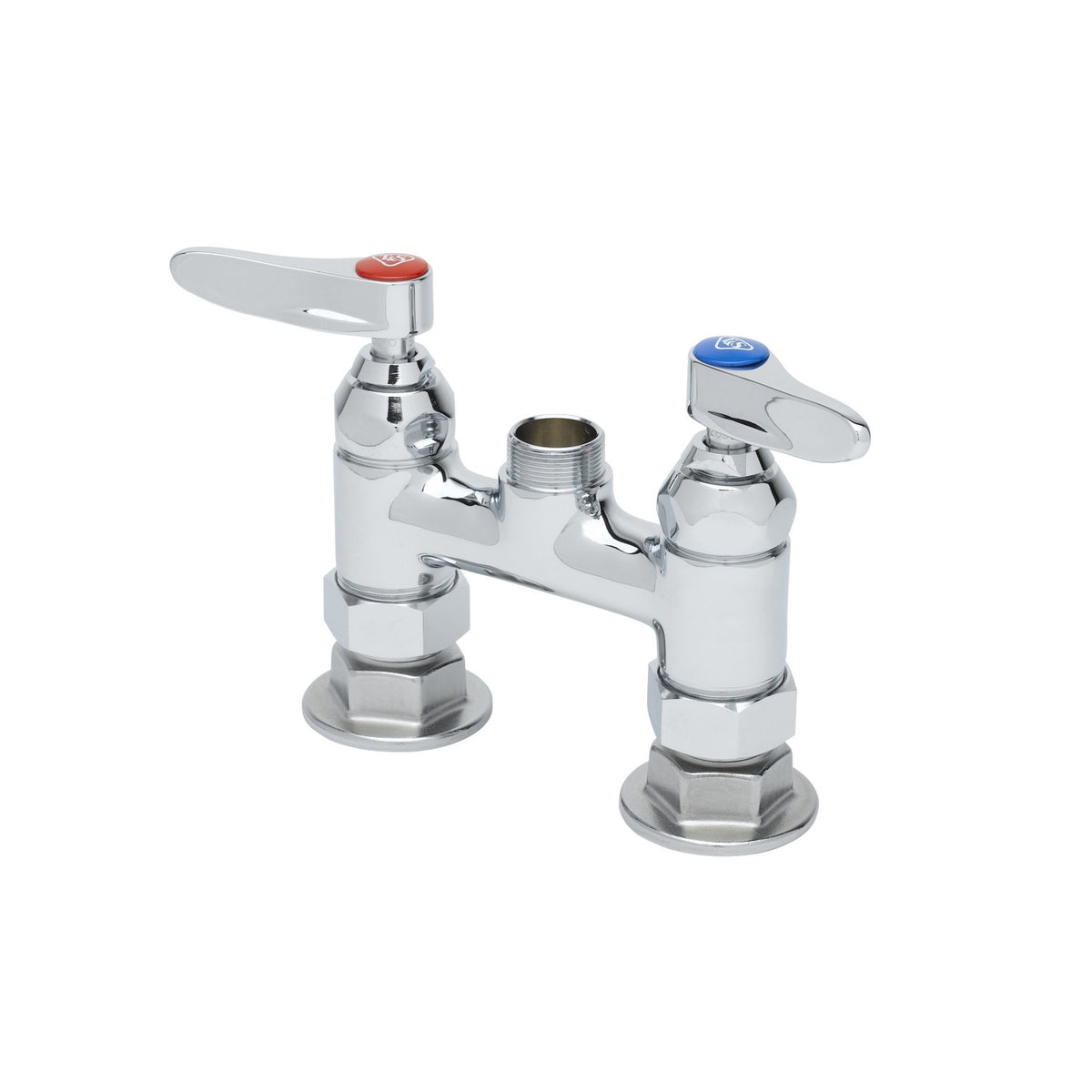 T&S Brass Double Pantry Base Faucet Chrome Brass Deck Mount 4" - B-0225-LN