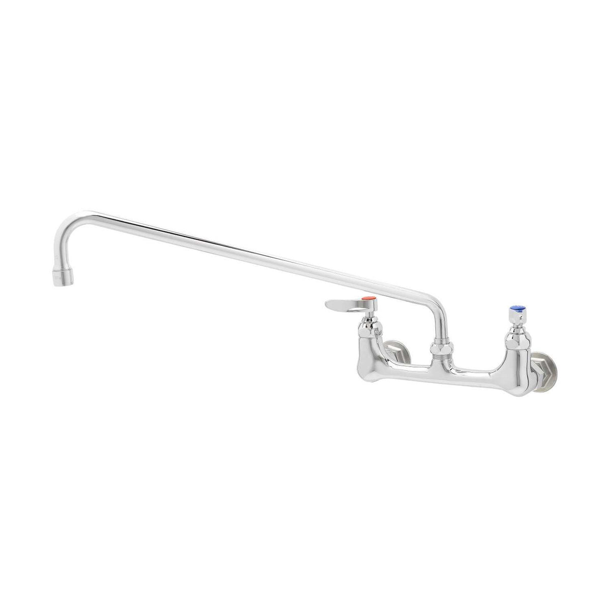 T&S Brass Double Pantry Faucet Wall Mount Chrome 8" Centers 18" Swing - B-0230