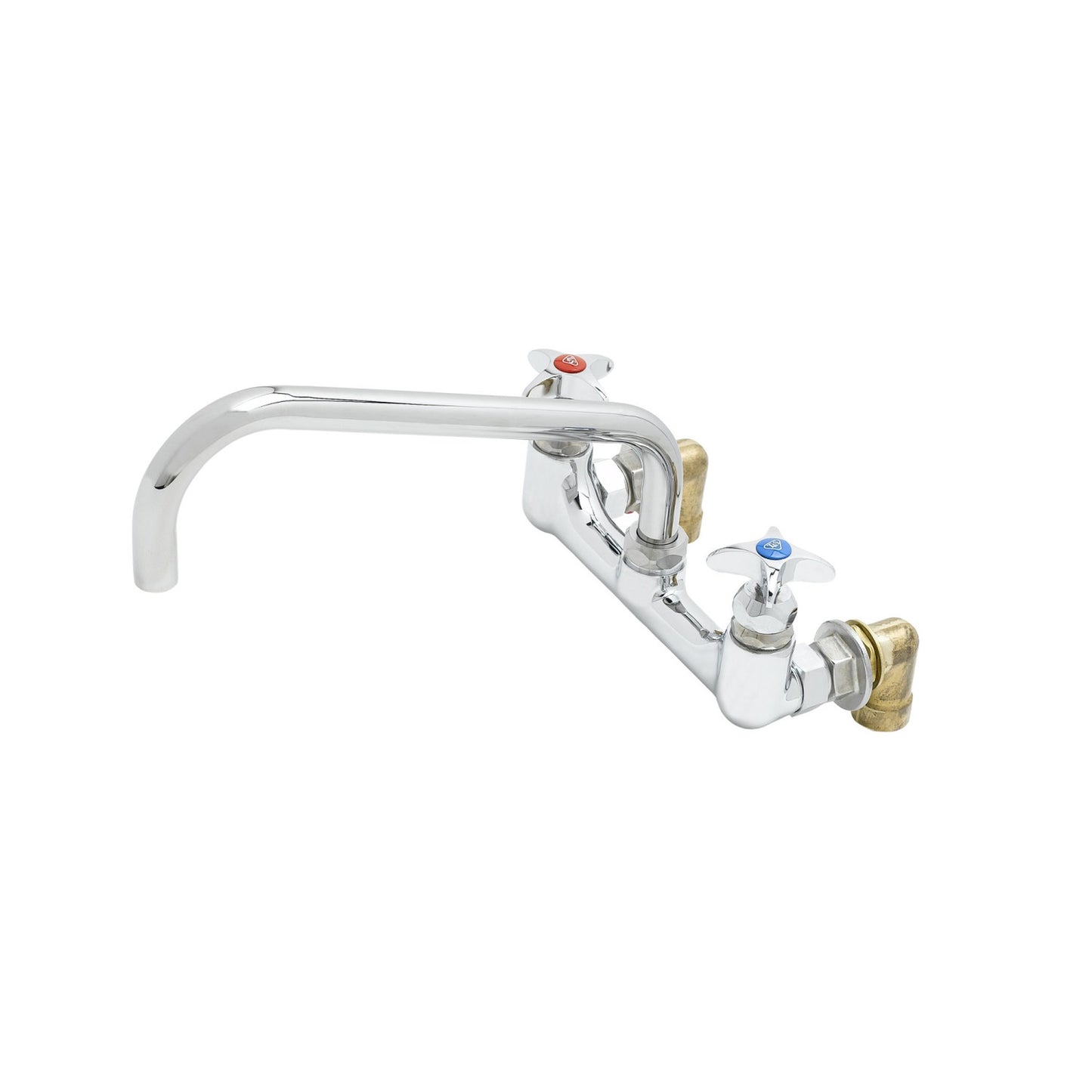 T&S Brass Big-Flo Chrome Brass Wall Mount Mixing Faucet 8" Centers, 12" - B-0290