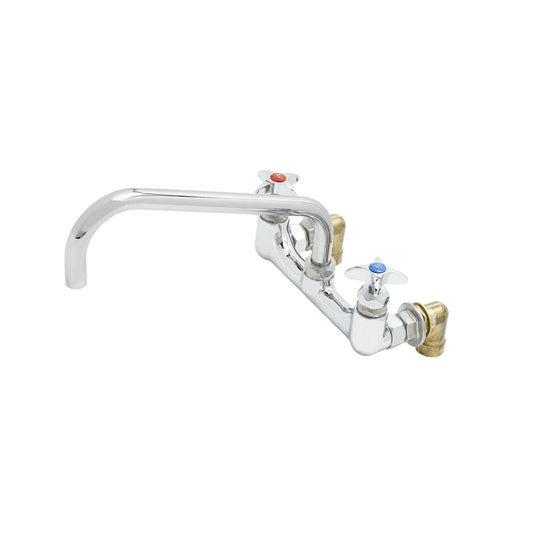 T&S Brass Big-Flo Chrome Brass Wall Mount Mixing Faucet 8" Centers, 12" - B-0290