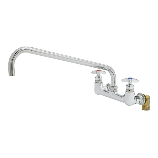 T&S Brass Big-Flo Wall Mount Mixing Faucet, Chrome Brass, 8" Centers - B-0291