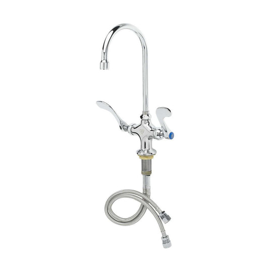 T&S Brass Double Pantry Faucet Chrome Brass ADA 4" Wrist Handles - B-0300-WH4