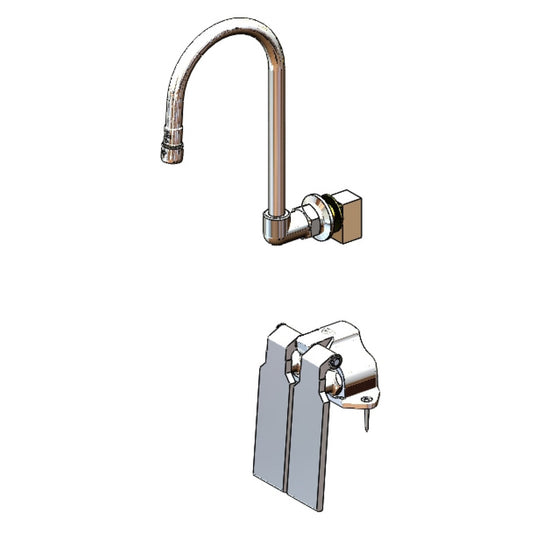 T&S Brass NSF Double Ledge-Mount Pedal Valve Brass 6" Gooseneck - B-0509-537K