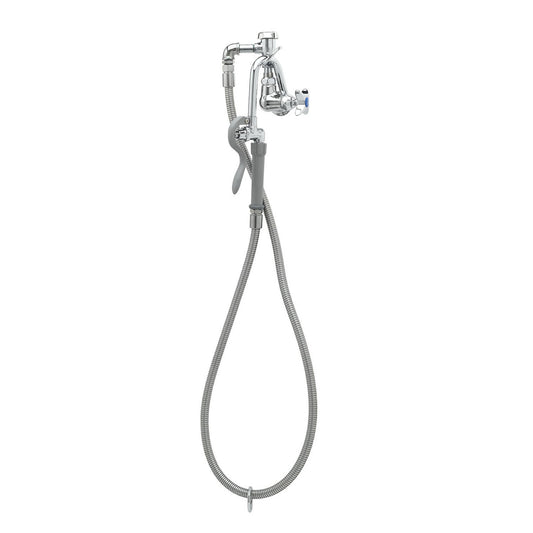 T&S Brass Wall Mount Pot & Kettle Filler NSF, Vacuum Breaker, 68" SS Hose - B-0605