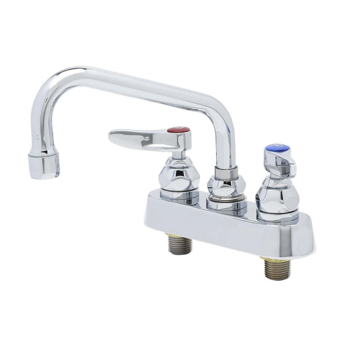 T&S Brass Workboard Faucet Chrome Brass Deck Mount 4" Centers 6" Swing - B-1110