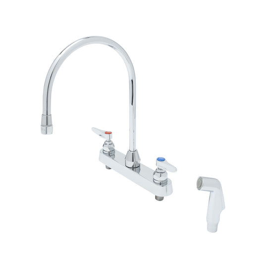 T&S Brass Workboard Faucet Chrome Brass Deck Mt NSF 8" Centers - B-1174