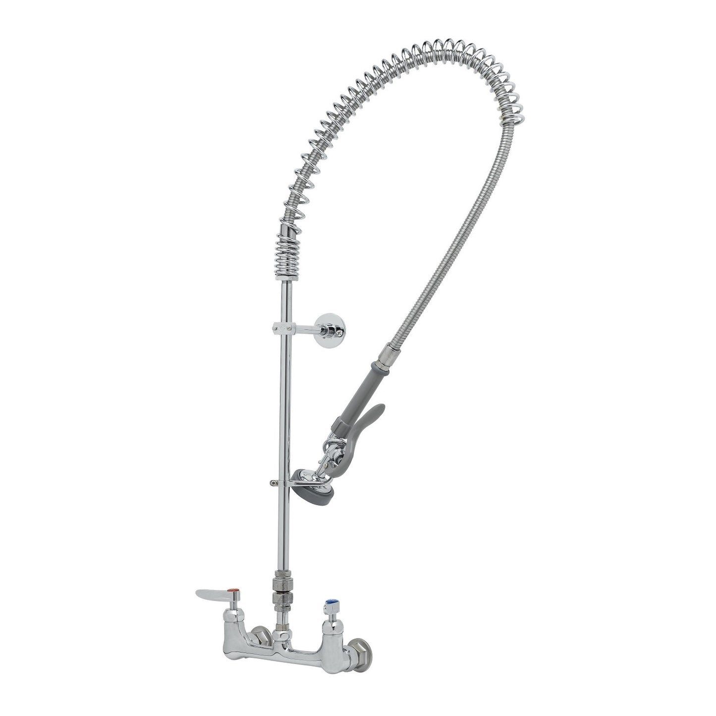 T&S Brass Pre-Rinse Unit Chrome Brass Wall Mount 8" Centers - 44" Hose - B-2278-CR