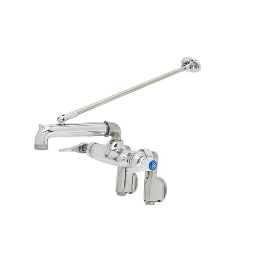 T&S Brass Service Sink Faucet Chrome-Plated Brass Wall Mount NSF - B-2345