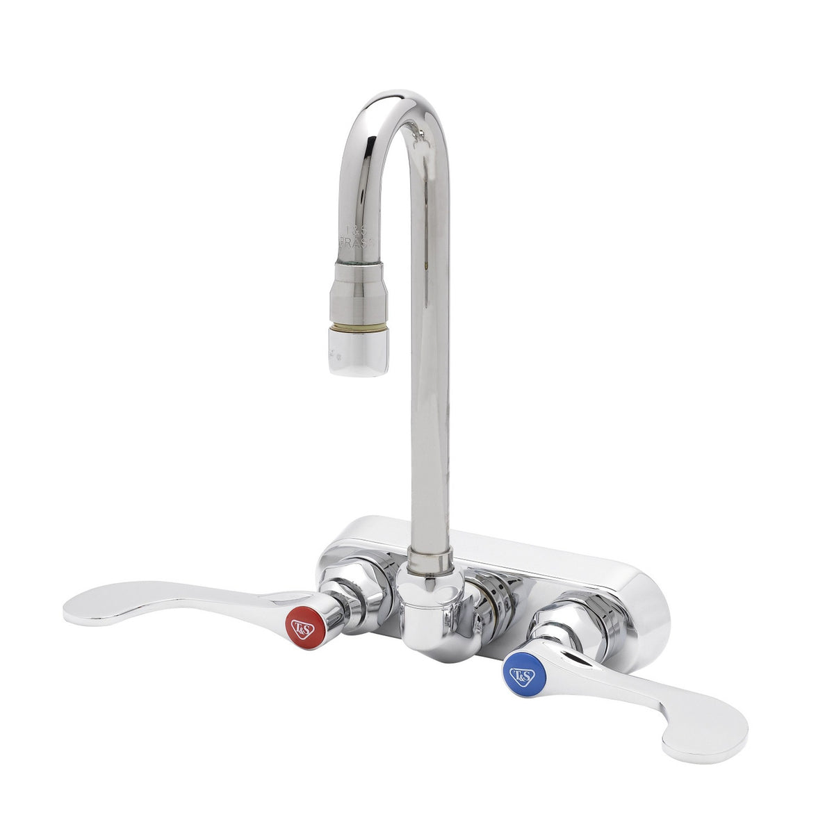 T&S Brass Wall Mount Workboard Faucet Quarter-Turn 4" Centers, 1.0 GPM - B-2459
