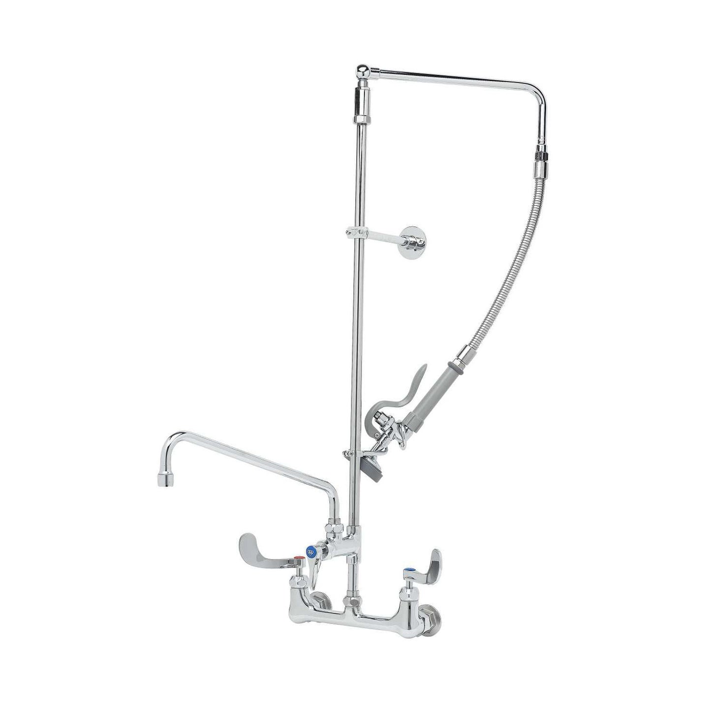 T&S Brass Pre-Rinse Overhead Swivel Arm Wall Mount Faucet NSF, 12" - B-2466