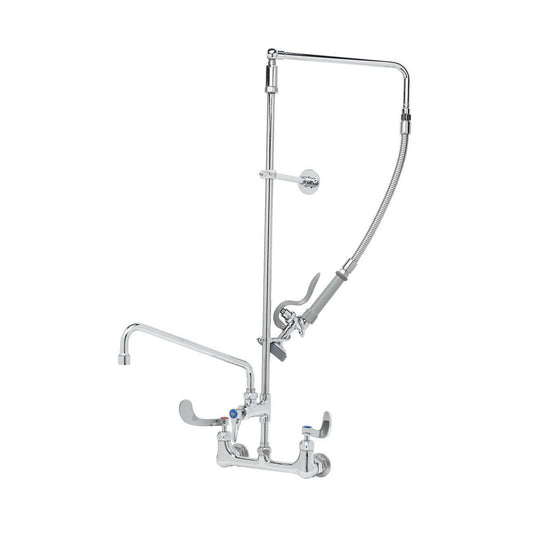 T&S Brass Pre-Rinse Overhead Swivel Arm Wall Mount Faucet NSF, 12" - B-2466