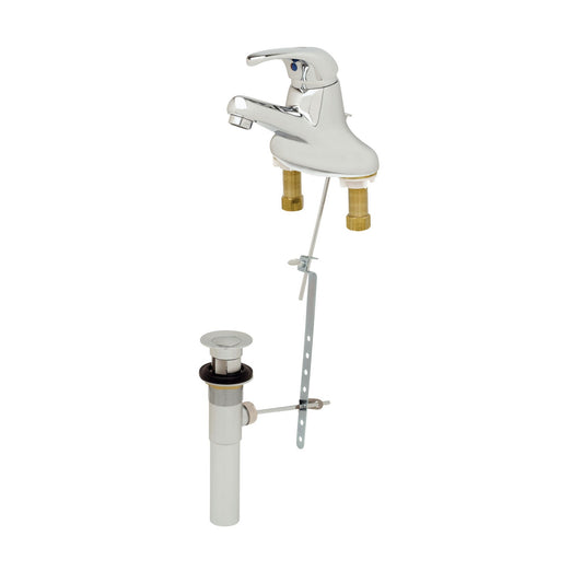 T&S Brass Single Lever Faucet Chrome Brass ADA 4" Centerset w/ Pop-Up - B-2710