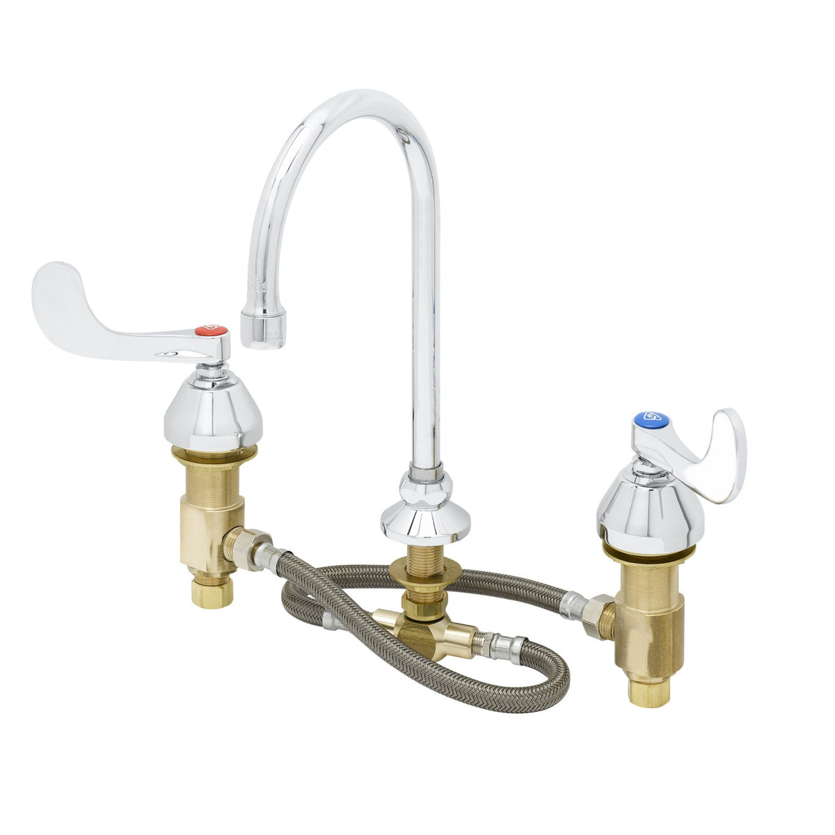 T&S Brass Medical Faucet Deck Mount 12" SS Flex Lines Wrist - B-2865-05-133XA