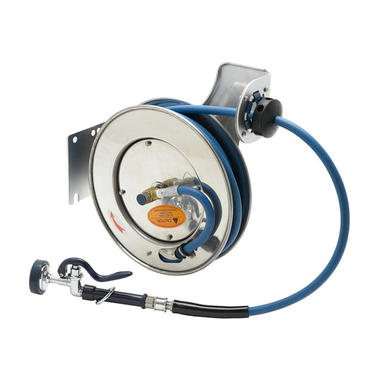 T&S Brass Open Stainless Steel Hose Reel 3/8" x 35' with Spray Valve - B-7132-01