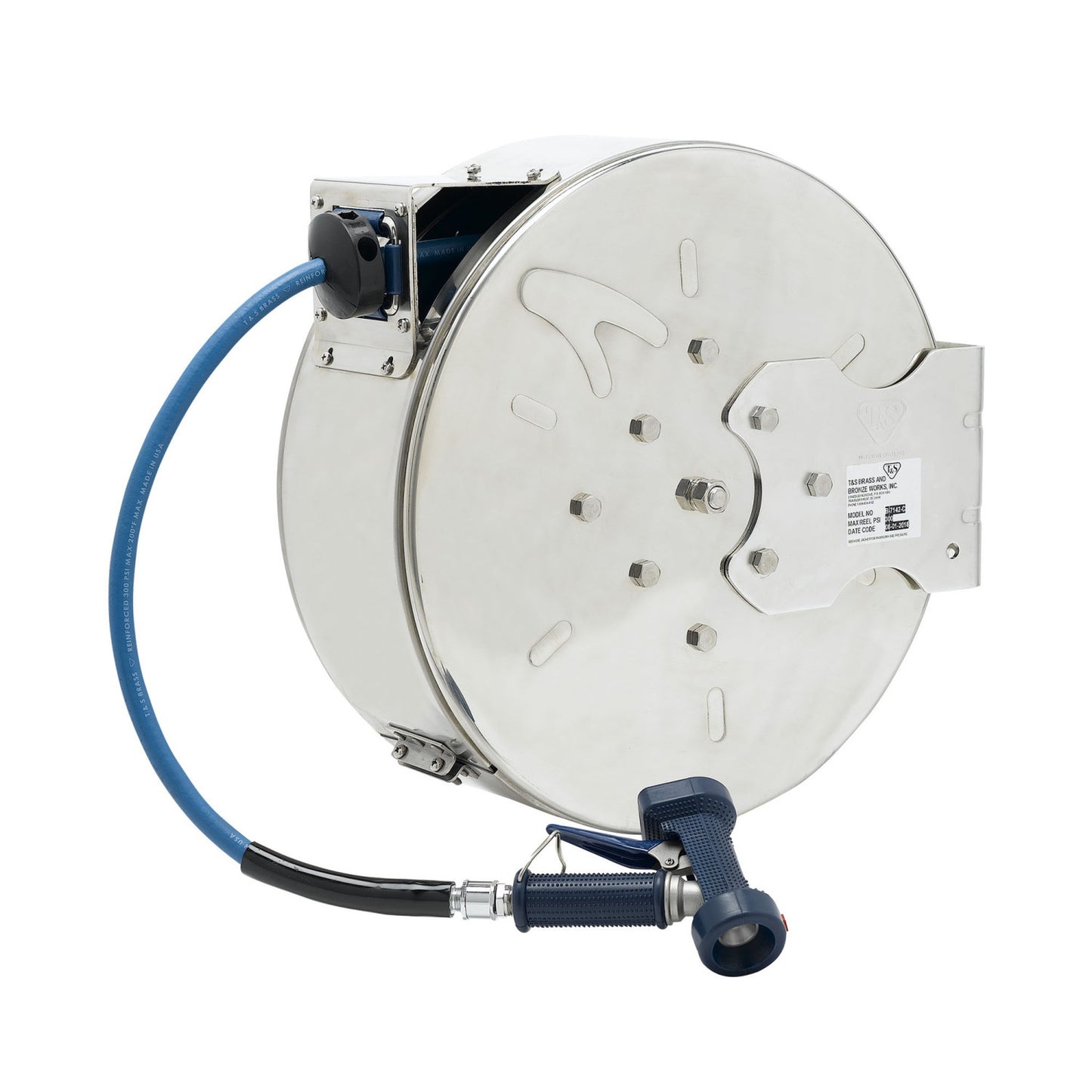 T&S Brass Enclosed Hose Reel Stainless Steel 3/8" x 50' - B-7142-C02